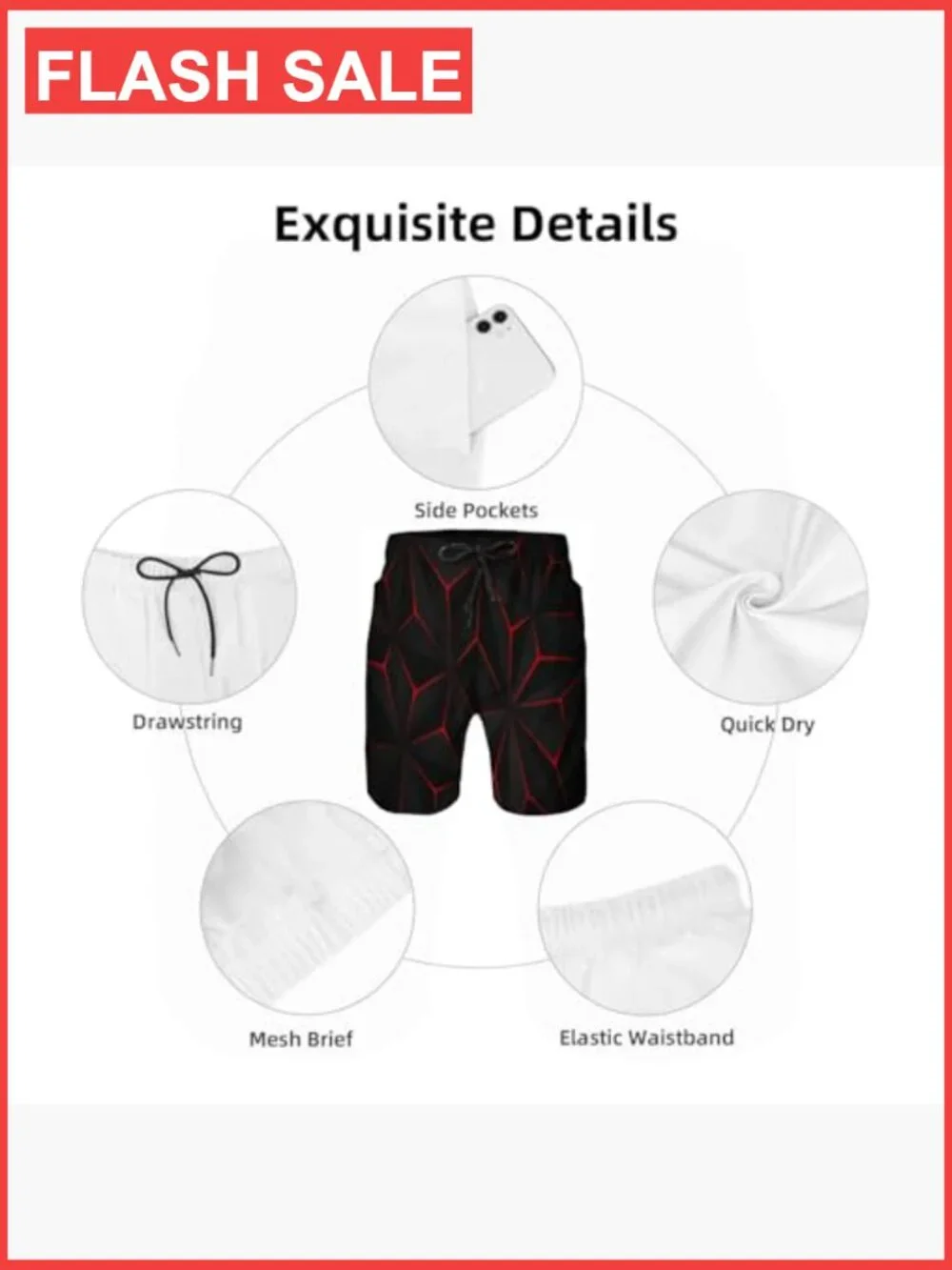 Mens Swim Trunks with Mesh Lining, Quick Dry Board Shorts Bathing Suit